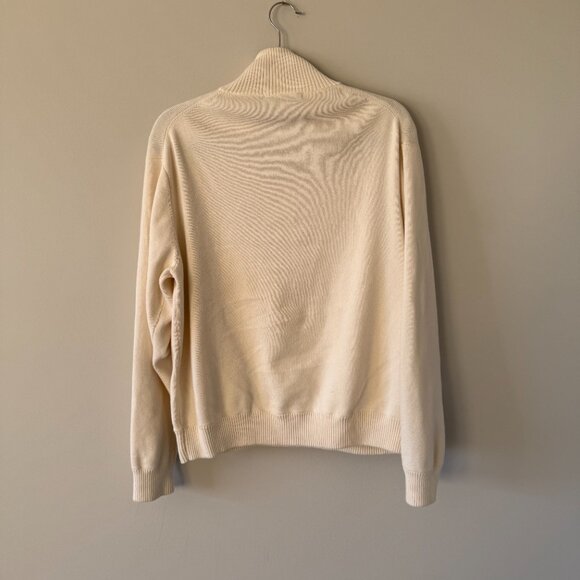 Geoffrey Beene Ivory 1/4 Zip Sweater, Size L - Picture 4 of 8